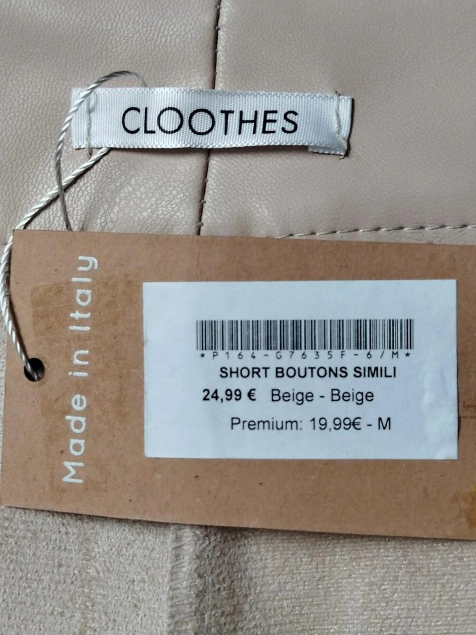 🎁Short habillé beige en similicuero NUEVO Cloothes Mujer Talla M / 38 – photo 3